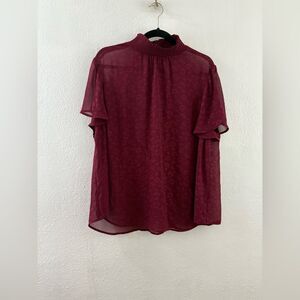 Torrid  Abbey Chiffon Red short ruffle sleeves Top Plus Size 2X